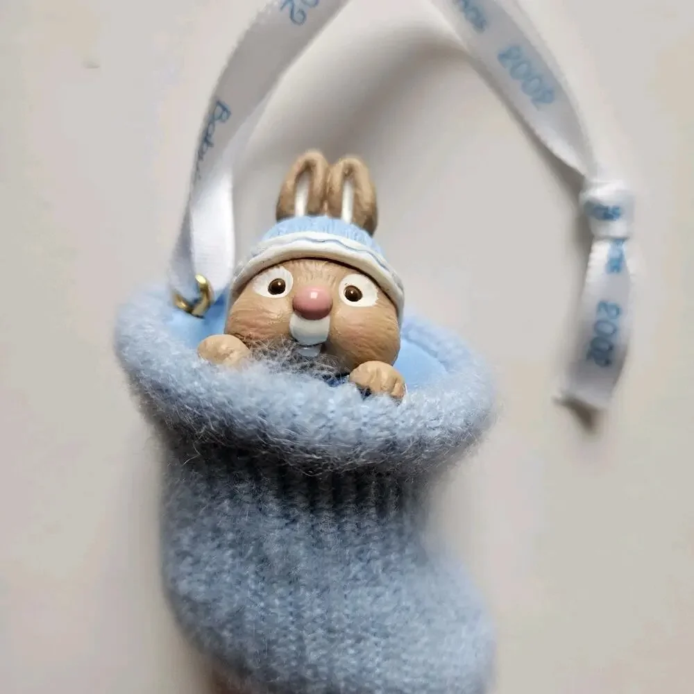 2002 Hallmark Ornament Baby's First Christmas Boy Blue Bootie 2.5